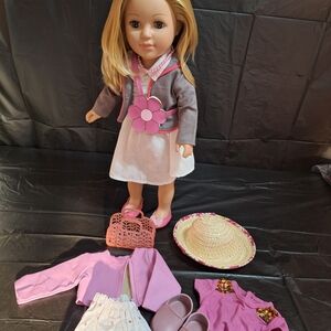 Stylish Doll with Pink and Purple Outfits